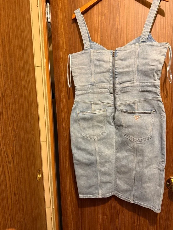 Guess Light Blue Denim Mini Dress with Structured Bust - Picture 2 of 2